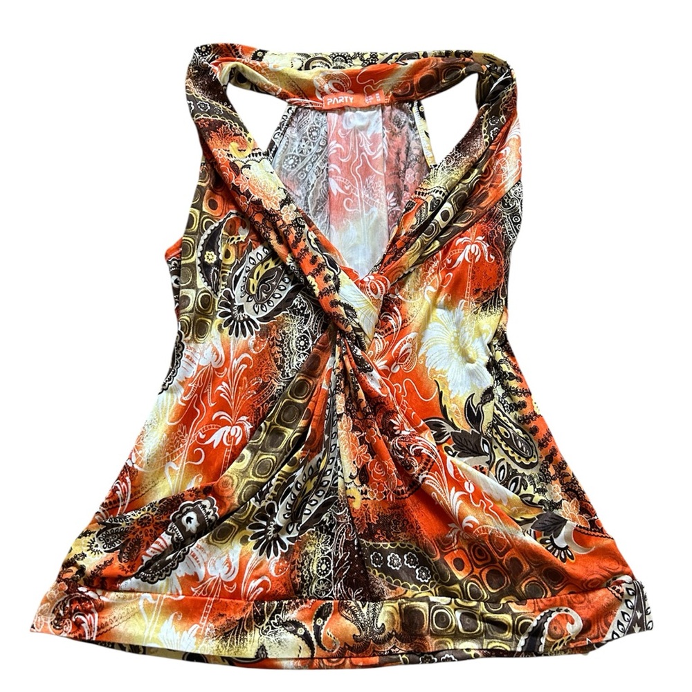 Y2K Party Vintage Paisley Print Top